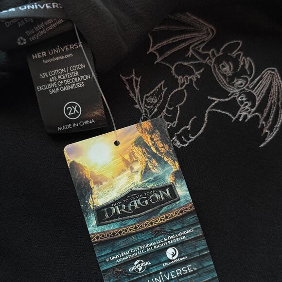 How To Train Your Dragon Toothless Hoodie Winged Cosplay 2XL Her Universe - Picture 15 of 15